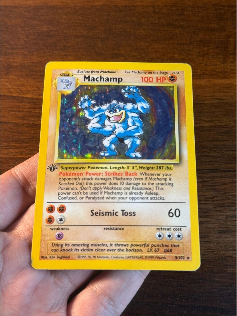Vintage Machamp 1st Edition Holo Rare Pokemon Card - 100 HP